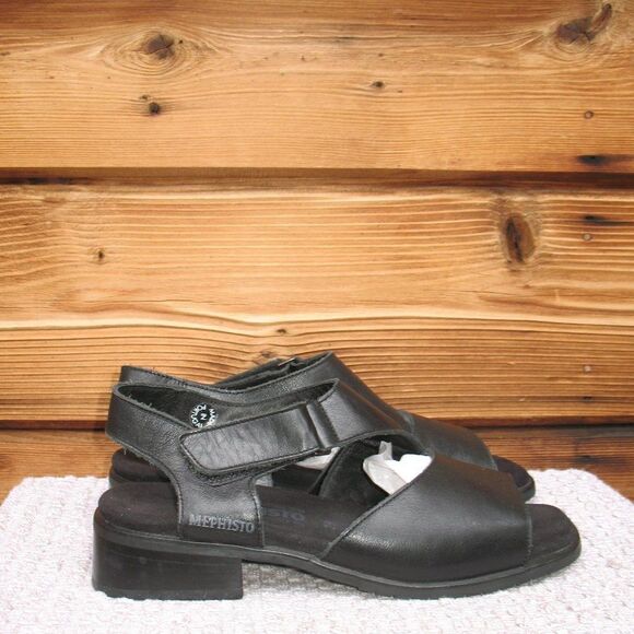 Mephisto Black Leather Sandals - Picture 1 of 8